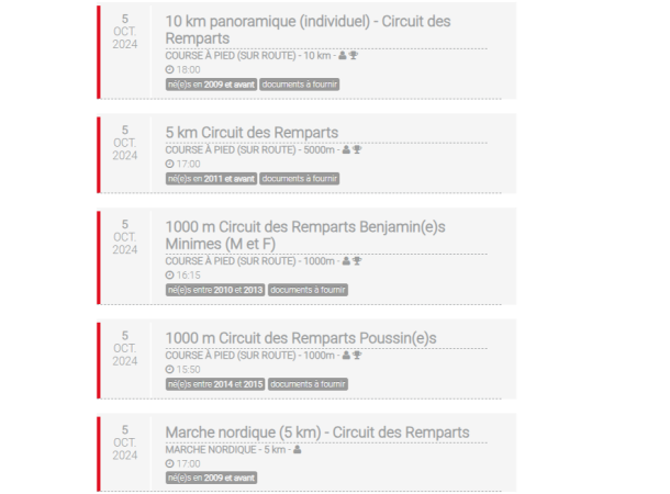 Course à pieds: le circuit des remparts le 05 octobre 2024 à Laon !!!!